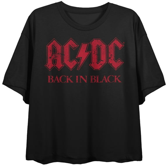 ACDC Back in Women's Black Black Cropped Tee-Large