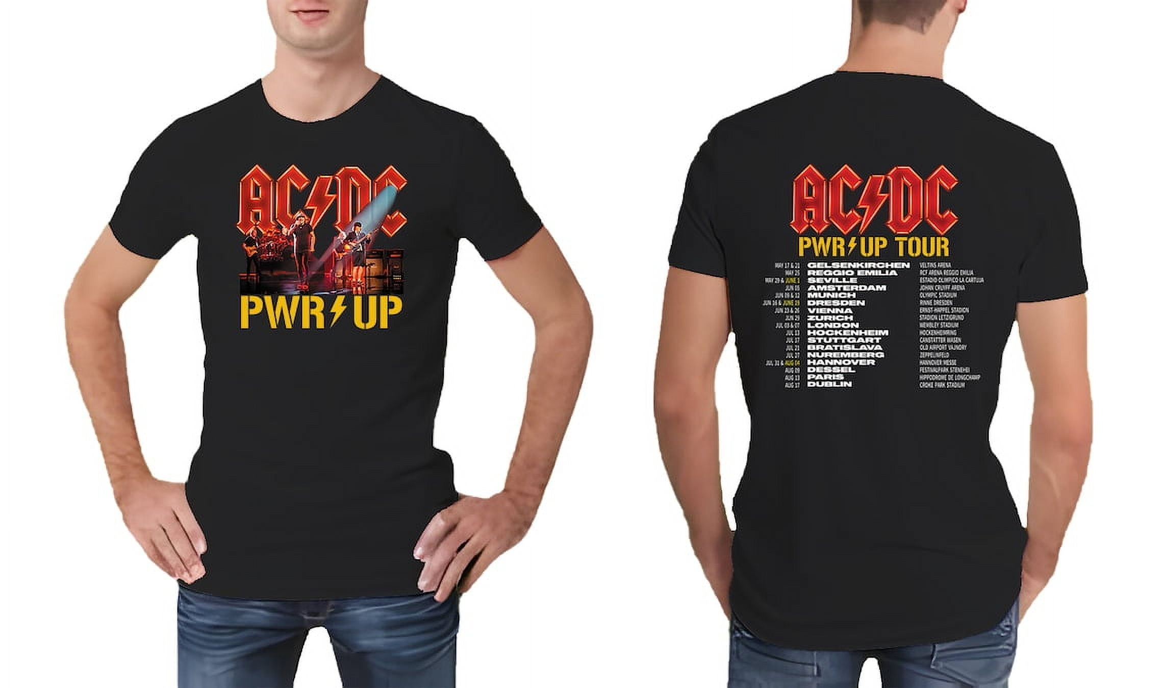 ACDC Band BLACK Shirt AC/DC Rock Music Band Pwr Up Shirt Pwr Up Tour