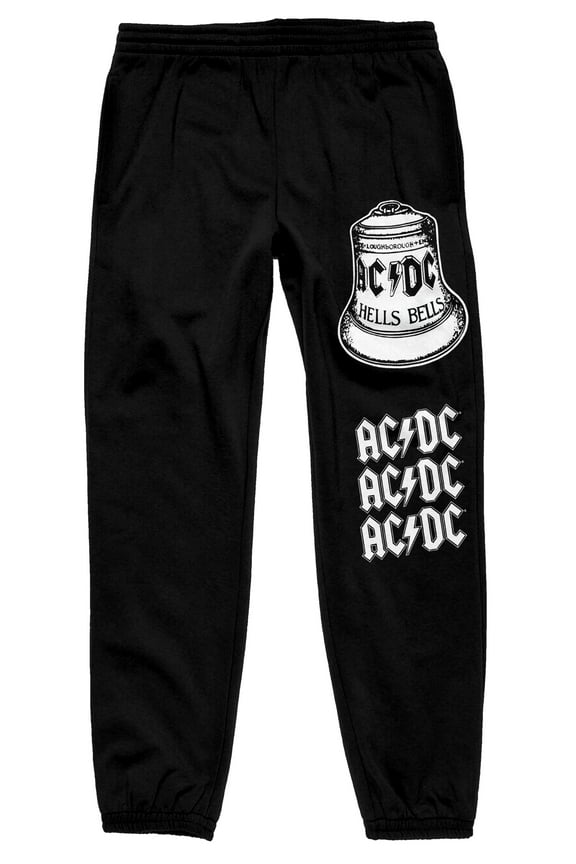 ACDC Band Logo and Hells Bell Art Work Men's Black Graphic Sweatpants - M