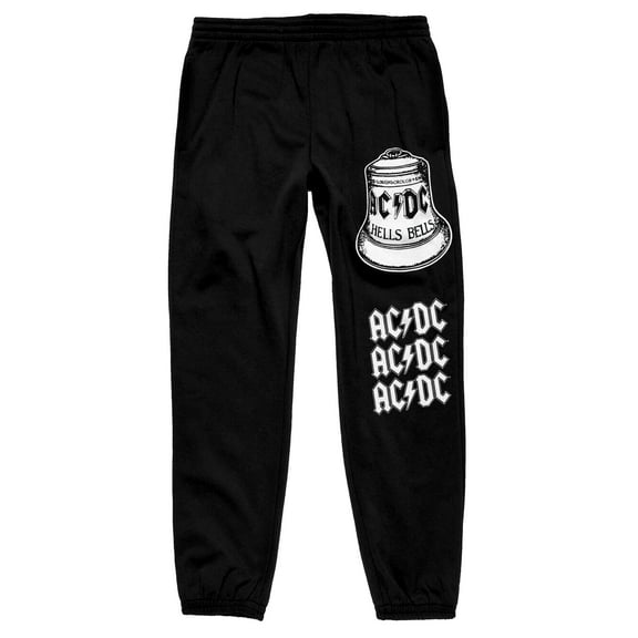 ACDC Band Logo and Hells Bell Art Work Men's Black Graphic Sweatpants - S