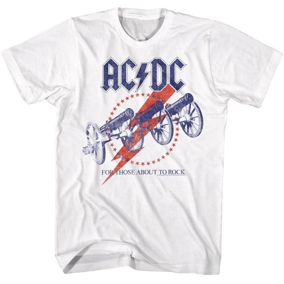 ACDC FTATR Triple Cannon White Men's T Shirt (White, Adult2XL)