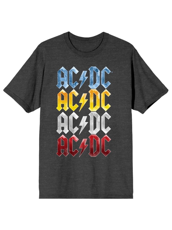 ACDC Color Repeat Logo Crew Neck Short Sleeve Charcoal Heather Women's T-shirt-Small
