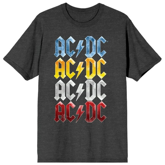 ACDC Color Repeat Logo Crew Neck Short Sleeve Charcoal Heather Women's T-shirt-XL
