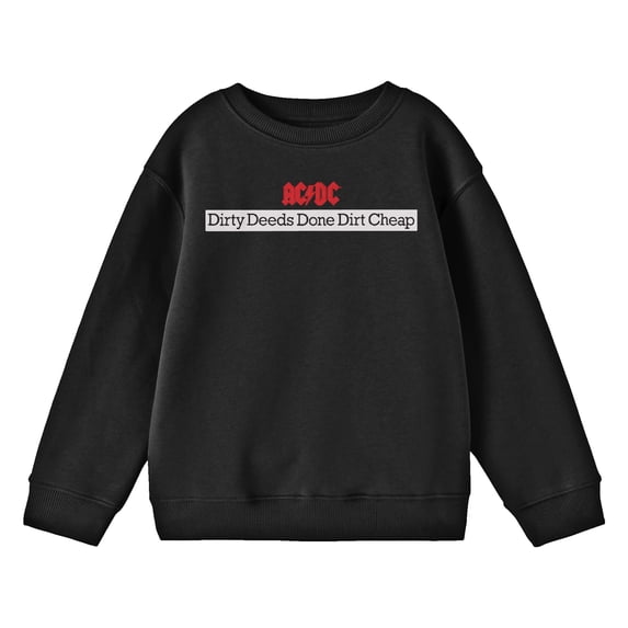 ACDC Dirty Deeds Done Dirt Cheap Youth Black Crew Neck Sweatshirt-Large
