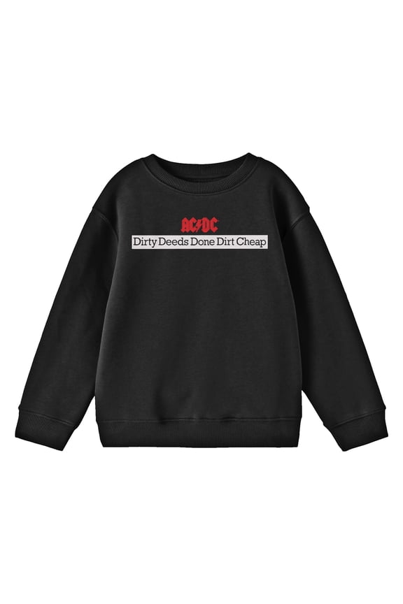 ACDC Dirty Deeds Done Dirt Cheap Youth Black Crew Neck Sweatshirt-XS