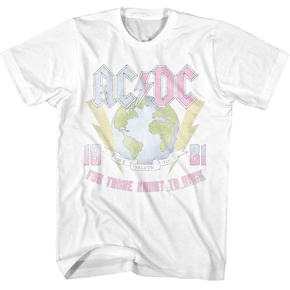AC/DC Earth For Those About To Rock White Adult T-Shirt 6Xl