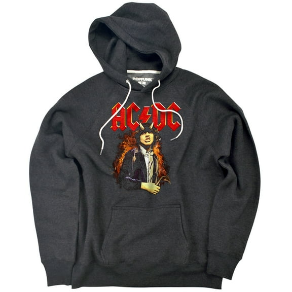 ACDC Fire and Horns Unisex Adult Slim Fit Pull-Over Heather Hoodie, Charcoal, Small