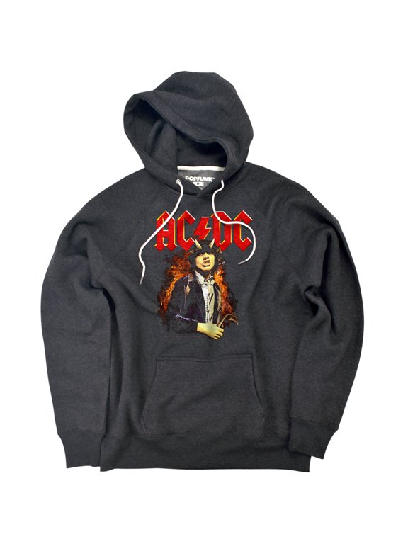 ACDC Fire and Horns Unisex Adult Slim Fit Pull-Over Heather Hoodie, Charcoal, Small