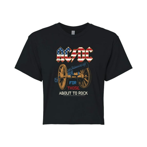 ACDC - For Those About To Rock - Juniors Cropped Cotton Blend T-Shirt