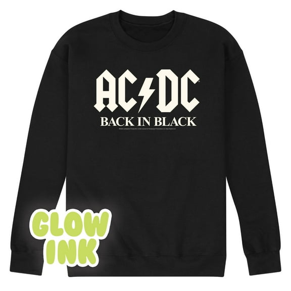 ACDC - Glow In The Dark - Back In Black - Men's Crew Neck Fleece Pullover