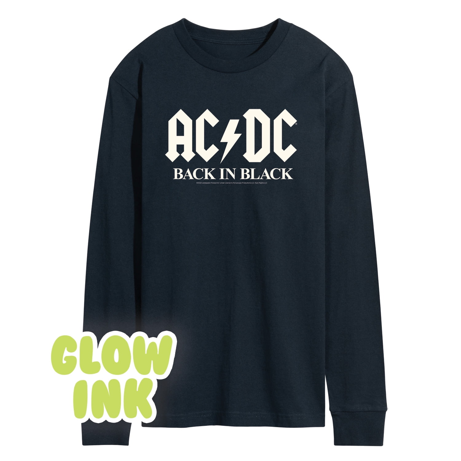 ACDC - Glow In The Dark - Back In Black - Men's Long Sleeve T-Shirt ...