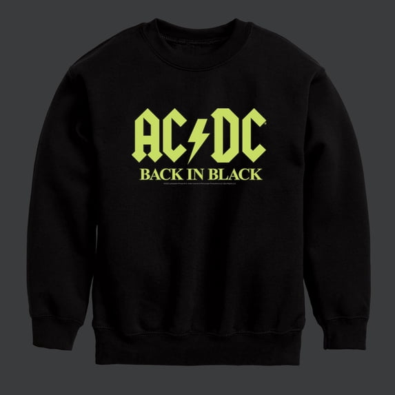 ACDC - Glow In The Dark - Back In Black - Toddler & Youth Crewneck Fleece Sweatshirt