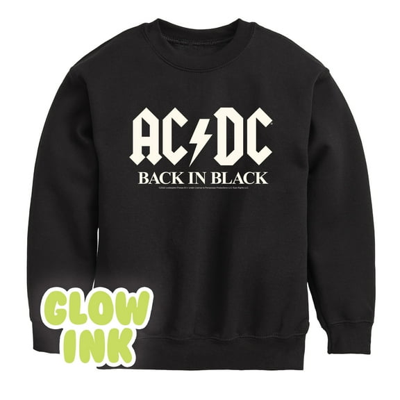 ACDC - Glow In The Dark - Back In Black - Toddler & Youth Crewneck Fleece Sweatshirt