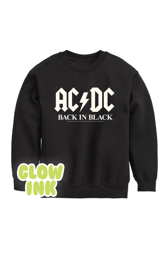 - Glow In The Dark - Back In Black - Toddler & Youth Crewneck Fleece Sweatshirt