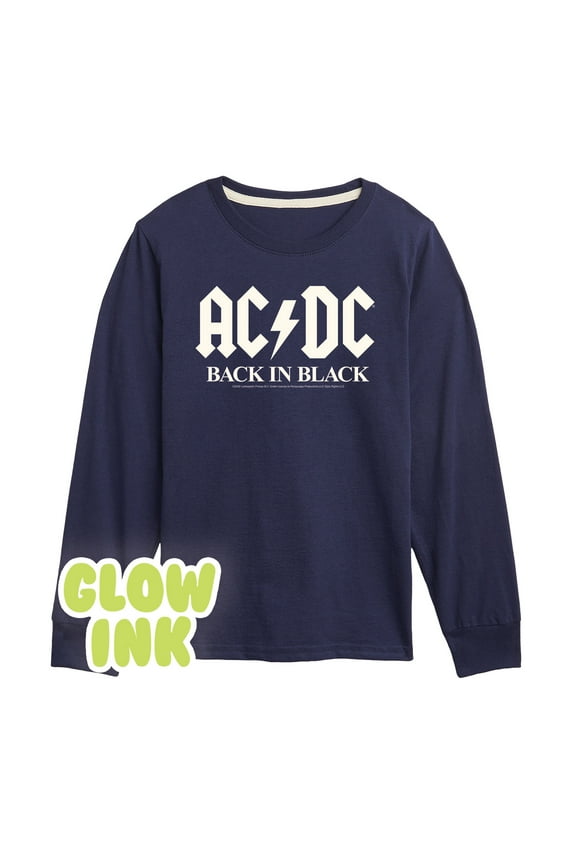 - Glow In The Dark - Back In Black - Toddler & Youth Long Sleeve Graphic T-Shirt