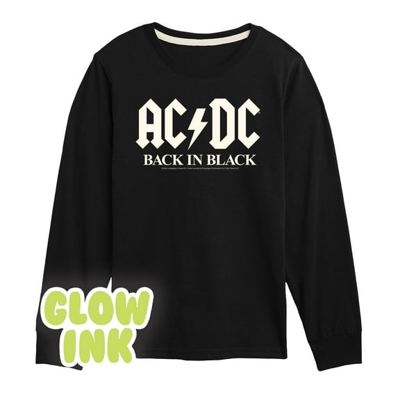 ACDC - Glow In The Dark - Back In Black - Toddler & Youth Long Sleeve Graphic T-Shirt