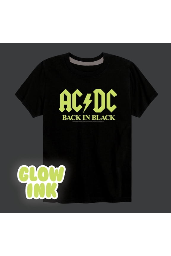 ACDC - Glow In The Dark - Back In Black - Toddler & Youth Short Sleeve Graphic T-Shirt