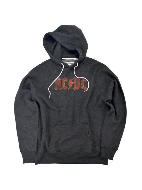 ACDC Hand Drawn Logo Unisex Adult Slim Fit Pull-Over Heather Hoodie, Charcoal, Small