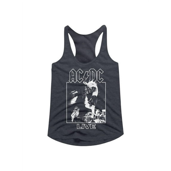 ACDC Heavy Metal Rock Band Live On Stage Navy Hthr Ladies Racerback Tank Top Tee
