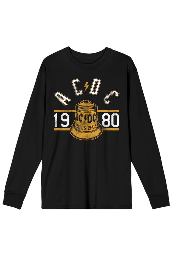 ACDC Hells Bells 1980 Men's Black Long Sleeve Shirt-XL