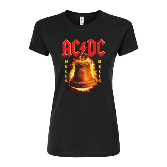 ACDC - Hells Bells Flames - Juniors Fitted Graphic T-Shirt