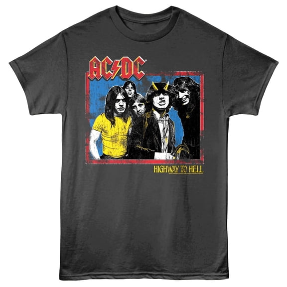 ACDC - Highway Again - Officially Licensed - Gray Solid Front Print Adult Short Sleeve T-Shirt
