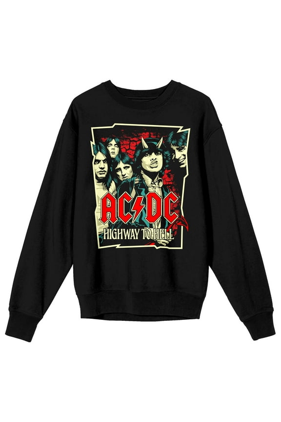 ACDC Highway To Hell Crew Neck Long Sleeve Black Unisex Adult Tee-3XL