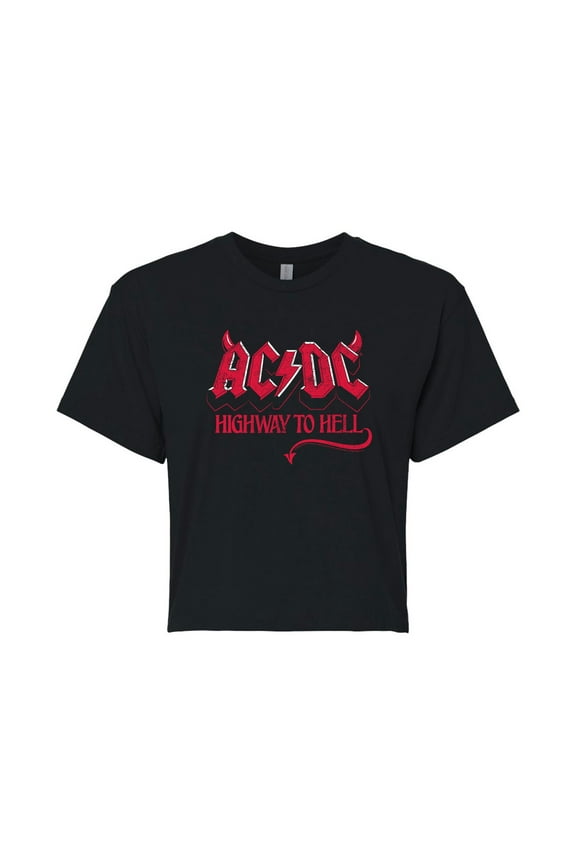 - Highway To Hell - Juniors Cropped Cotton Blend T-Shirt