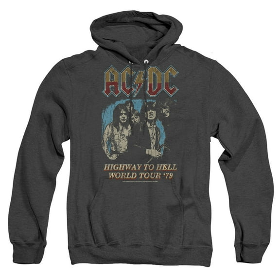ACDC Highway World Tour '79 Unisex Adult Pull-Over Heather Hoodie, Black, 3X-Large