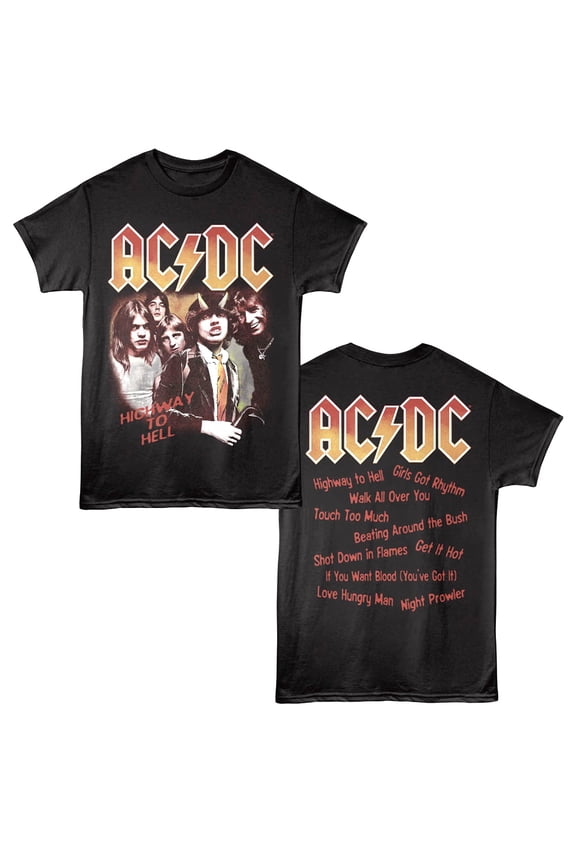 ACDC Highway to Hell Tracklist Men's T Shirt (Black, AdultS)