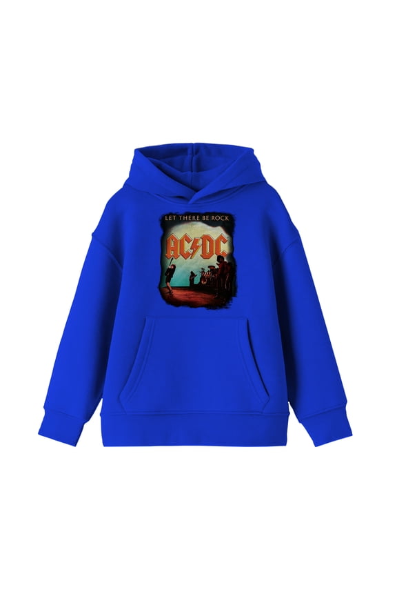 ACDC Let There Be Rock Poster Youth Royal Blue Hoodie -L