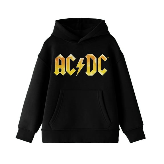 ACDC Logo Boy's Black Graphic Hoodie-Small
