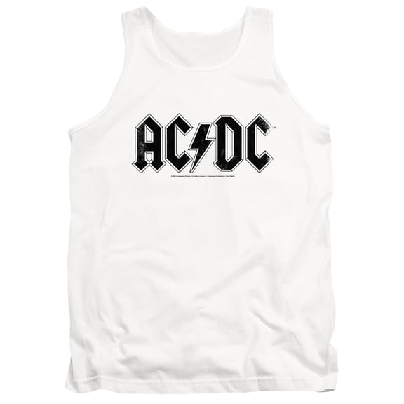 ACDC Logo Raglan Unisex Adult Tank Top, White, X-Large
