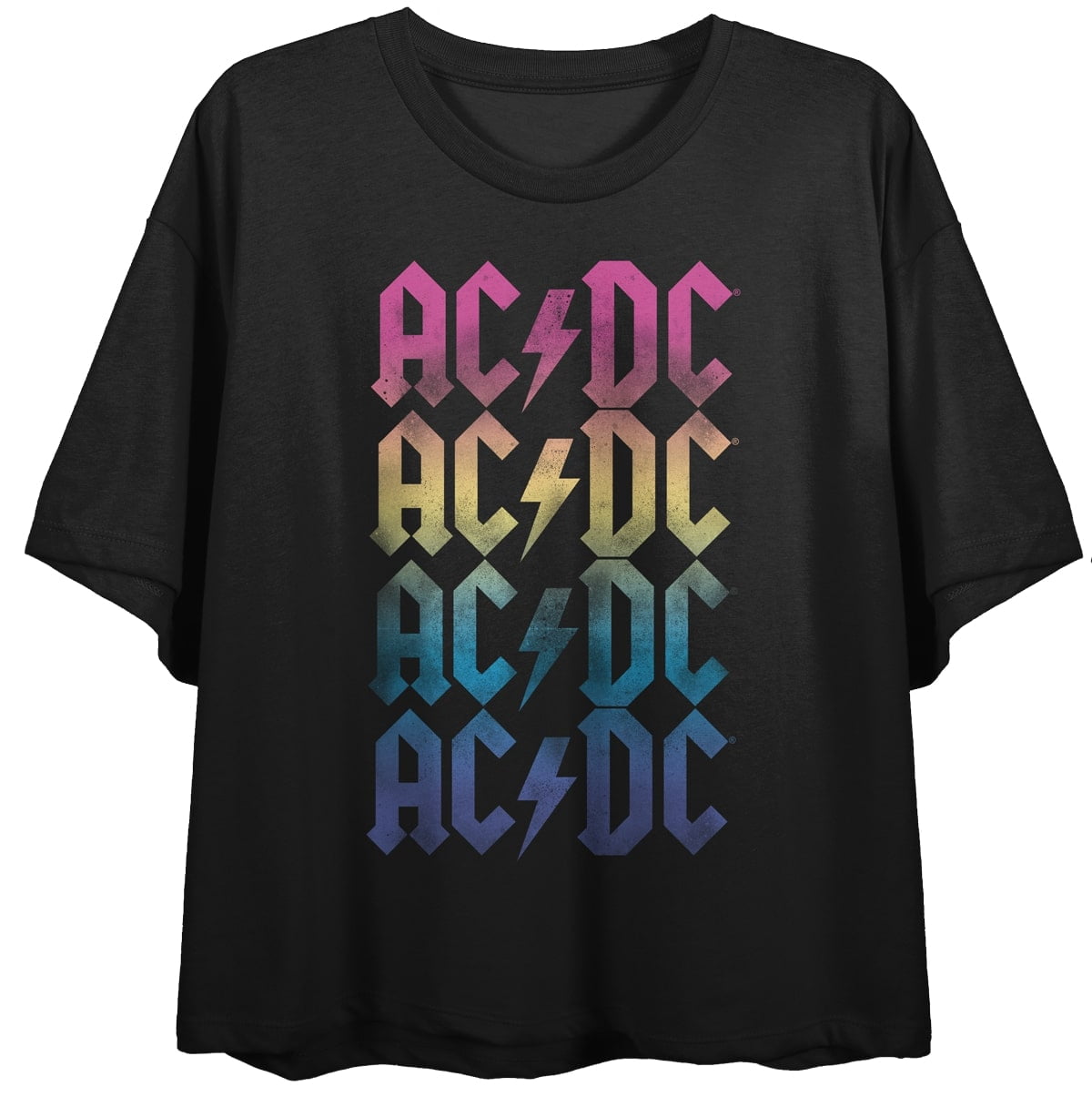 ACDC Logo Rainbow Gradation Women's Black Crop T-Shirt-Large - Walmart.com