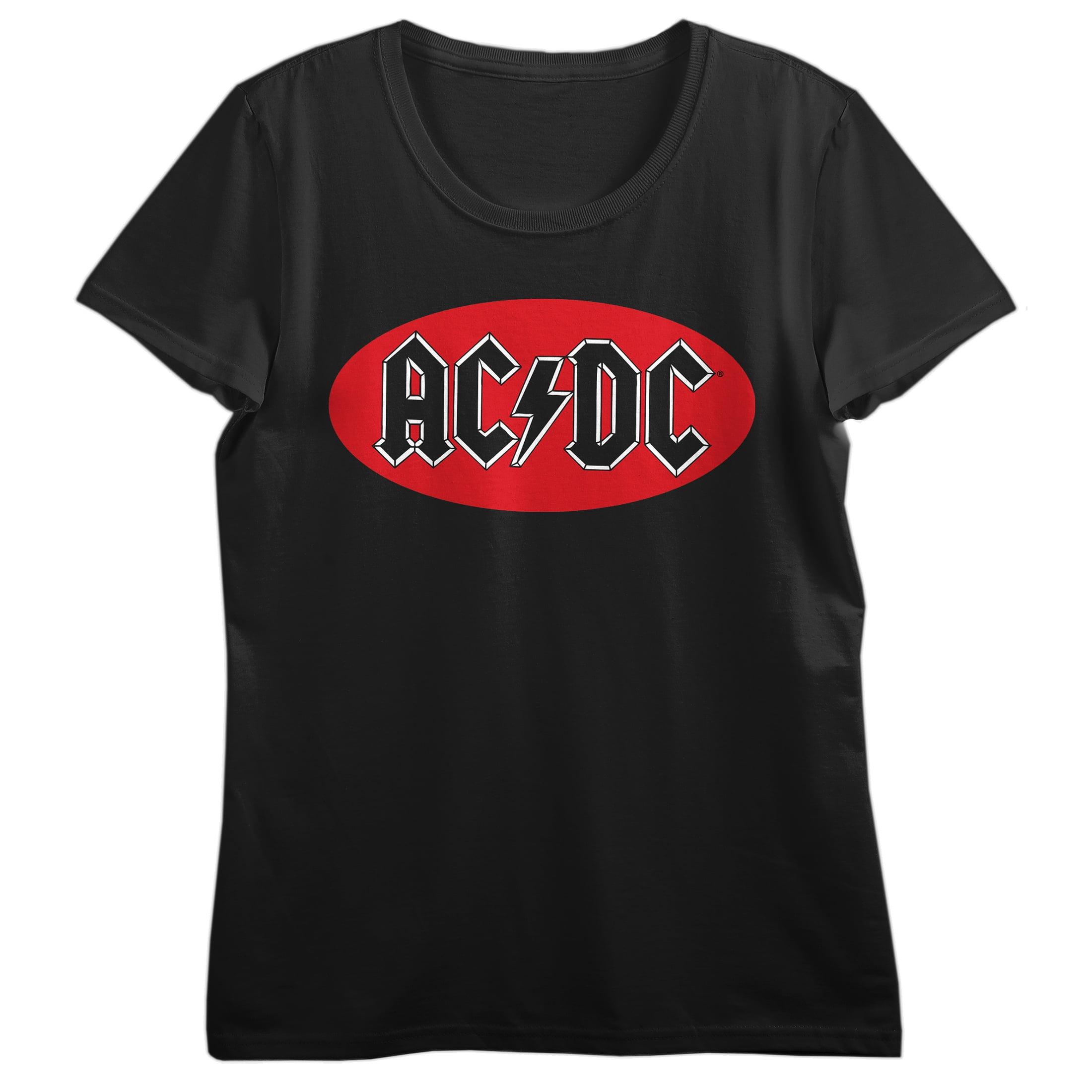 ACDC Logo with Red Ellipse Background at back, digital print on black ...