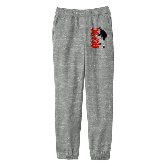 ACDC Monochrome Color Graphic Boy's Athletic Heather Jogger Pants-Small