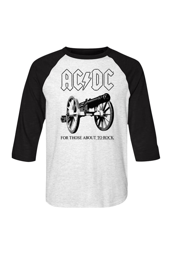 ACDC Music About To Rock Adult 3/4 Sleeve Raglan Shirt L