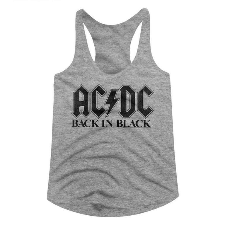 ACDC Music Bib In Black Ladies Racerback Tank Top Shirt - Main Image