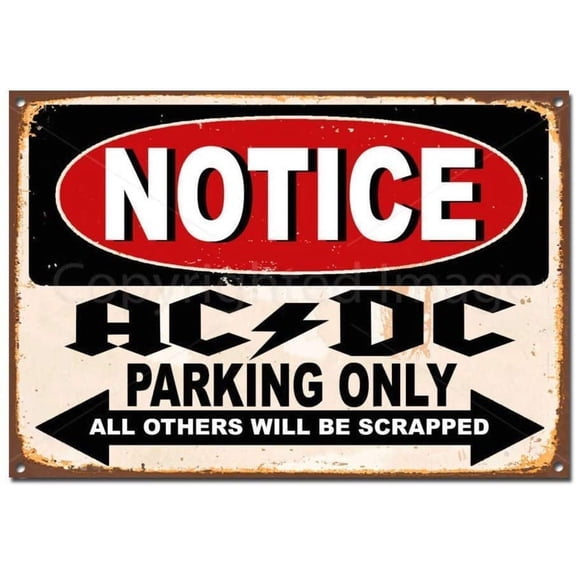 ACDC Parking ONLY Tin Sign Vintage Wall Poster Retro Iron Painting Metal Plaque Sheet for Bar Cafe Garage Home Gift Birthday Wedding