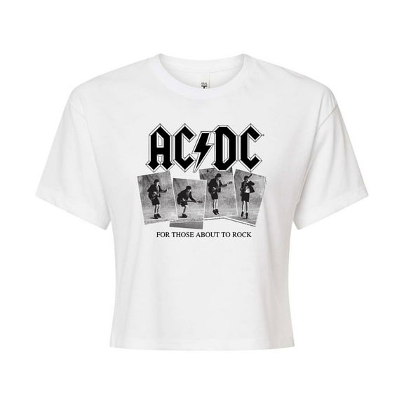 ACDC - Photo Sequence - Juniors Cropped Cotton Blend T-Shirt