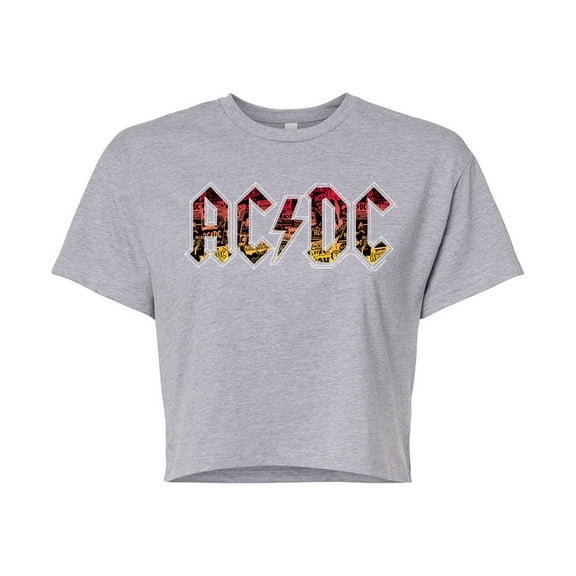 ACDC - Poster Texture - Juniors Cropped Cotton Blend T-Shirt