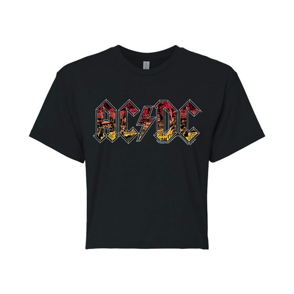 ACDC - Poster Texture - Juniors Cropped Cotton Blend T-Shirt