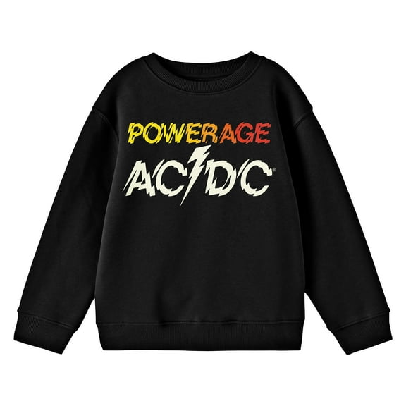 ACDC Powerage Crew Neck Long Sleeve Boys' Black Sweatshirt-XS