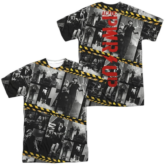 ACDC Pwr Up Photo Tiles Unisex Adult Sublimated Costume T Shirt (Front/Back), 2X-Large Multicolor