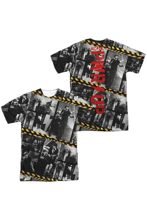 ACDC Pwr Up Photo Tiles Unisex Adult Sublimated Costume T Shirt (Front/Back), Medium Multicolor