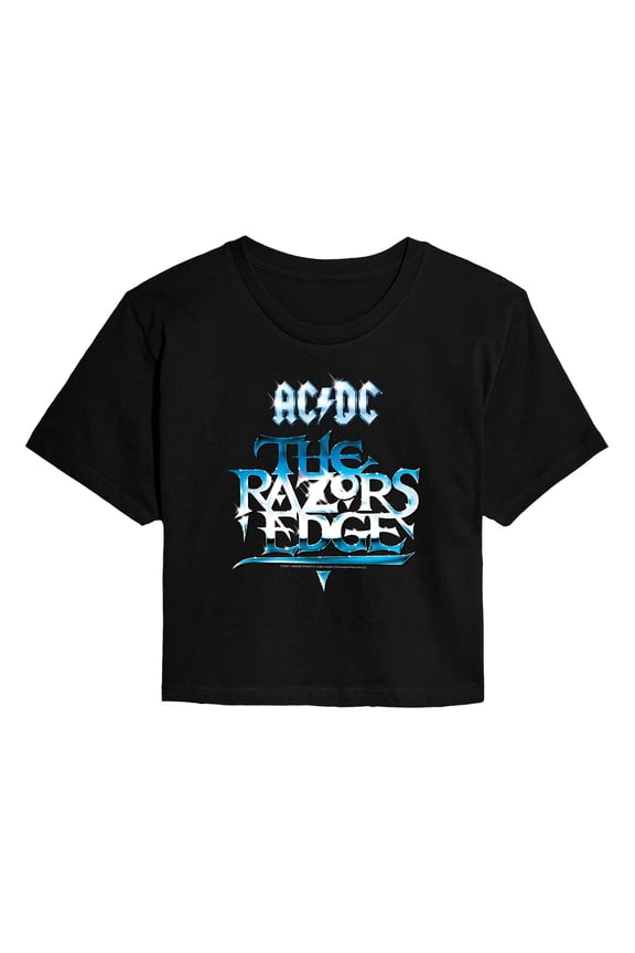 ACDC - Razors Edge Album -Juniors Cropped Short Sleeve Graphic T-Shirt