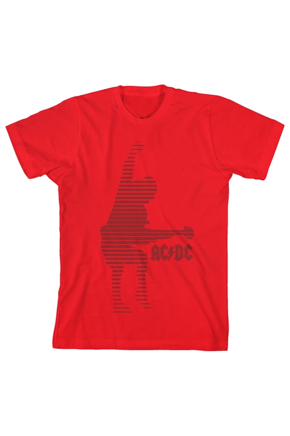 ACDC Red Angus Young Silhouette Youth Red Short Sleeve Crew Neck Tee-XL