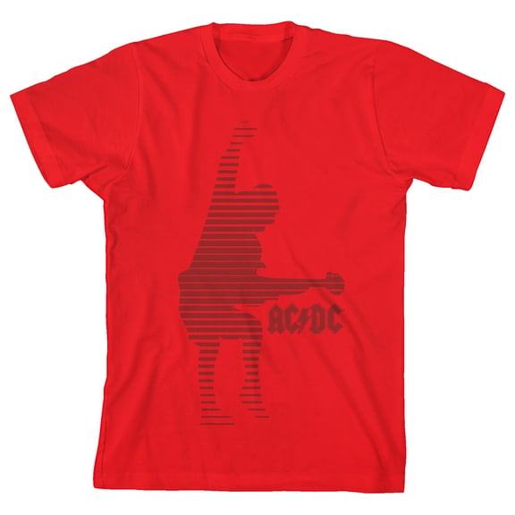 ACDC Red Angus Young Silhouette Youth Red Short Sleeve Crew Neck Tee-XS