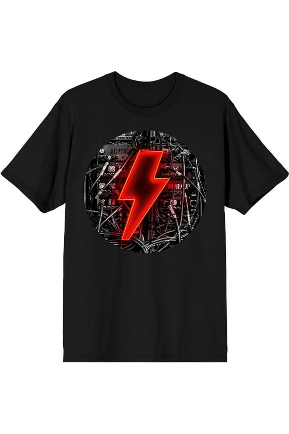 ACDC Red Power Logo Men's Black T-shirt-Large