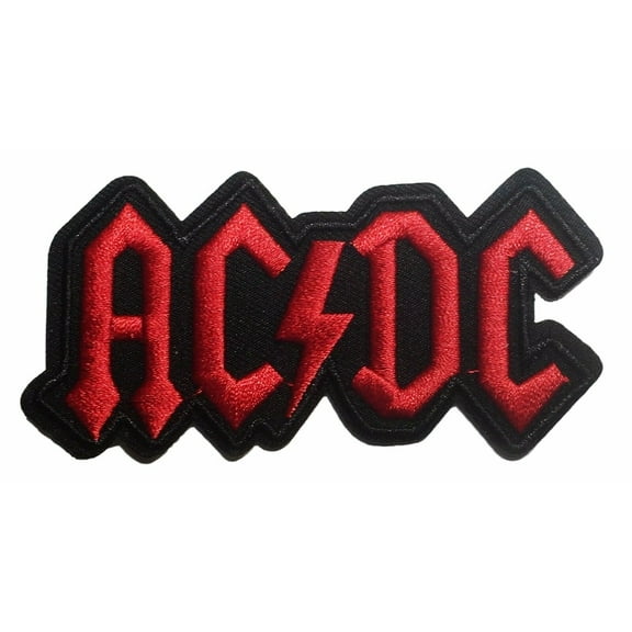 ACDC Red on Black Logo 3 1/2" Wide Embroidered Iron On Patch